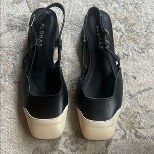 ALOHAS Black and Cream Heels 36